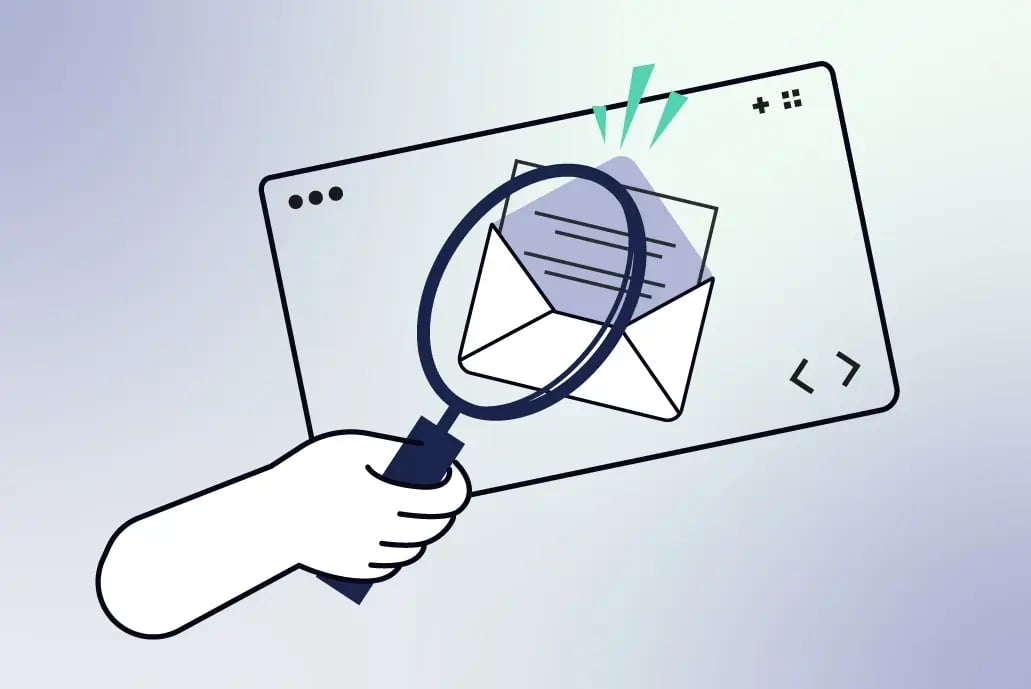 illustration of magnifying glass on an email