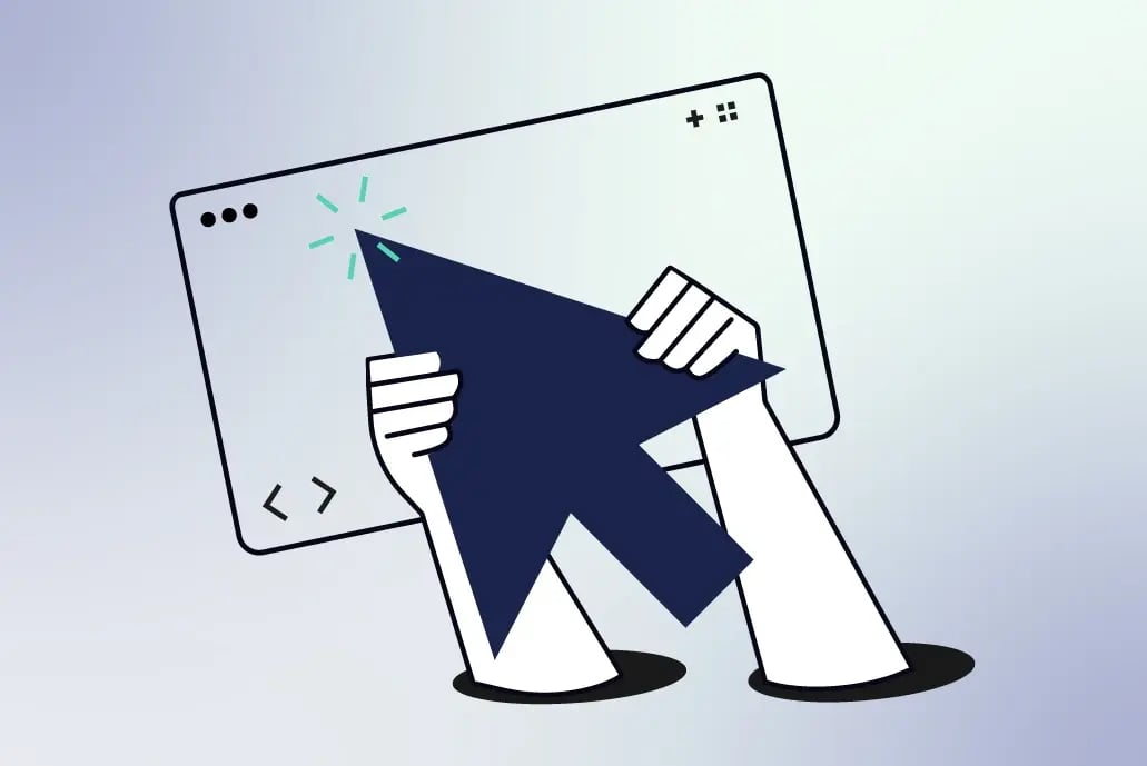 illustration of hand holding a click arrow