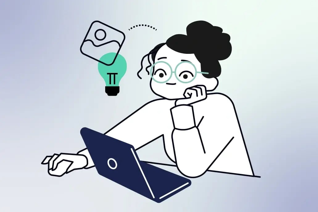 illustration of woman on laptop thinking