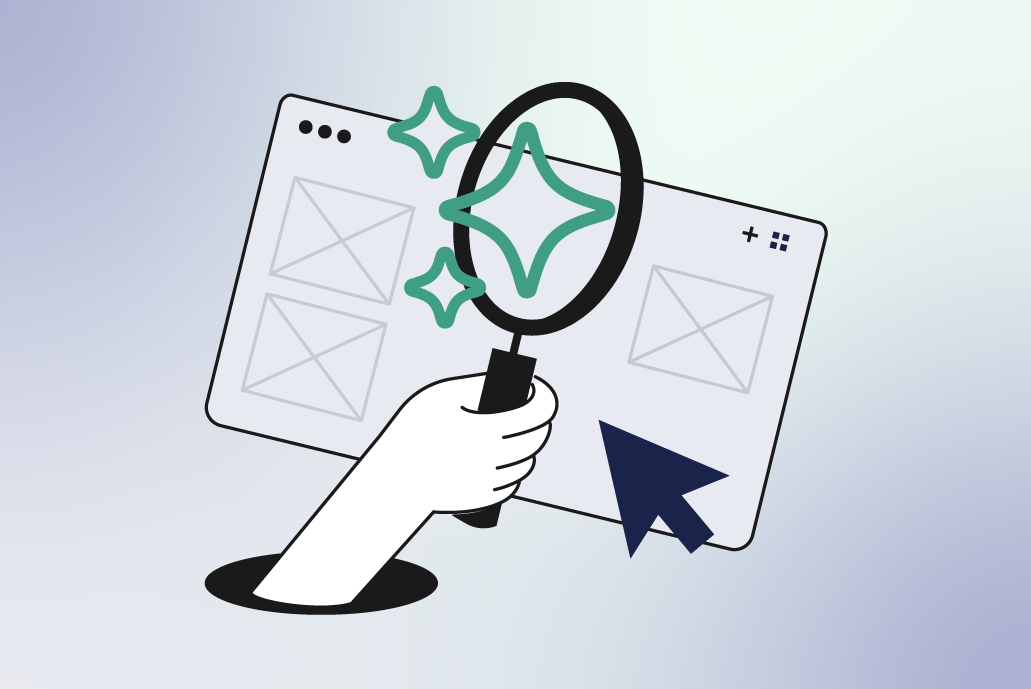 Illustration of a magnifying glass reviewing a document