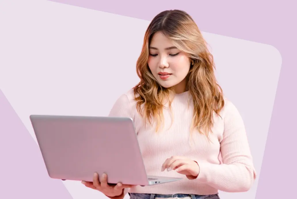 Woman working on a laptop