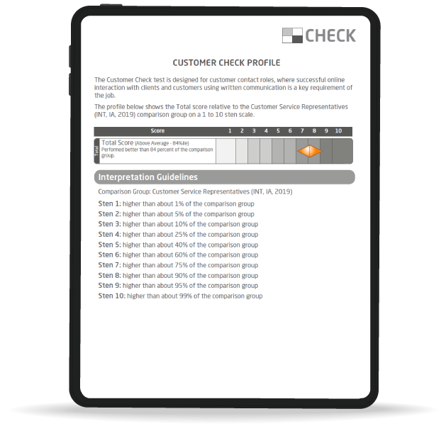 Customer Check report on an iPad