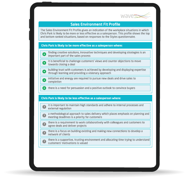 Sales Environment Fit report on an iPad
