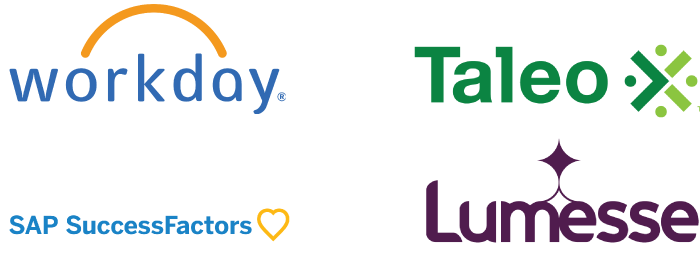 Workday, Taleo, Success factors and Lumesse integration logos