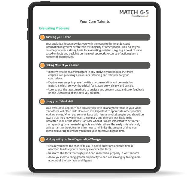 Example of Match 6.5 Onboarding Report