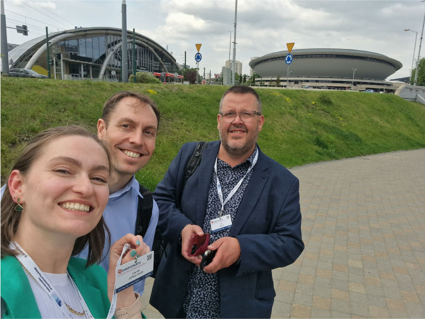 Lauren, Jake and Rab outside the EAWOP conference