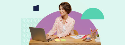 Woman at home on a laptop
