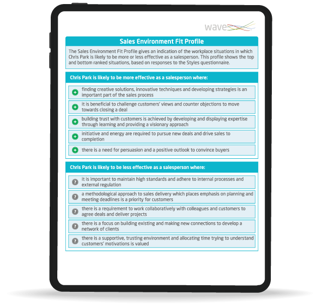 sales environment report mockup