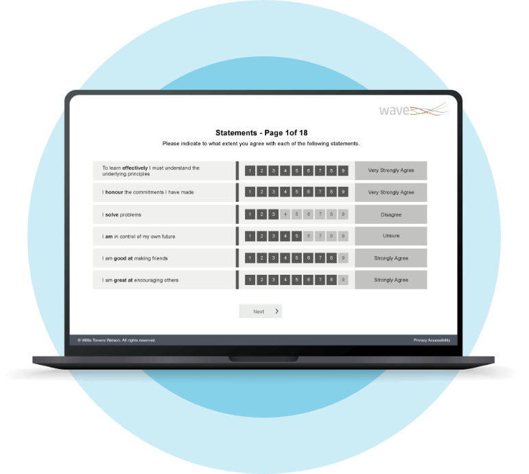 work strengths questionnaire mockup