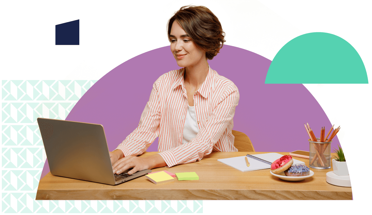 woman typing on laptop over saville background