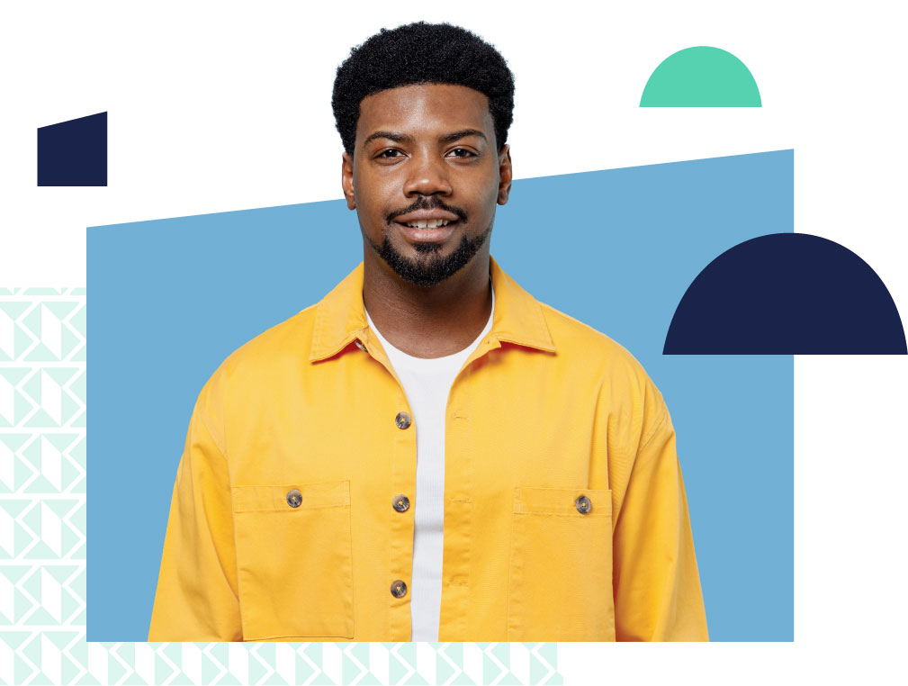 man on build talent background