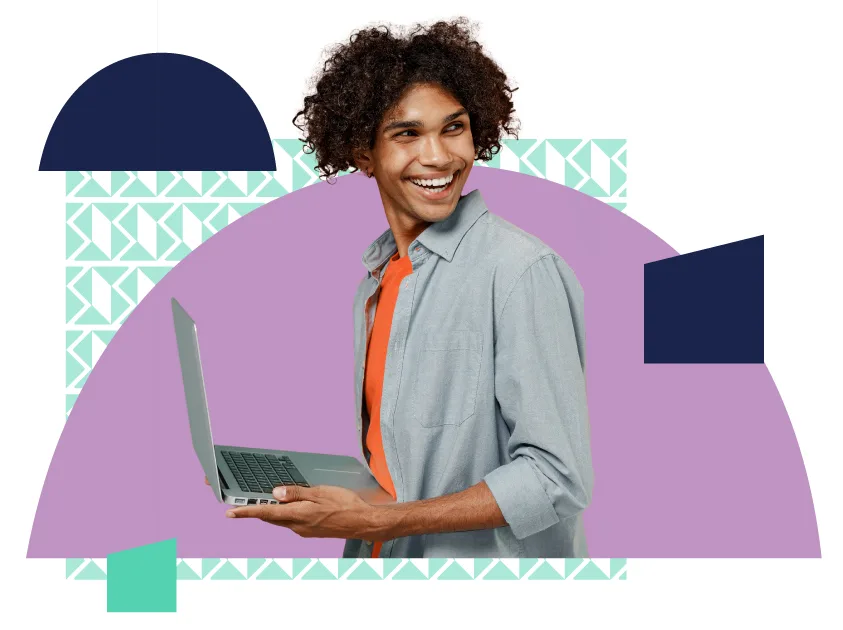man holding a laptop