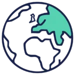 Globe with Europe highlighted