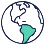 Globe with South America highlighted